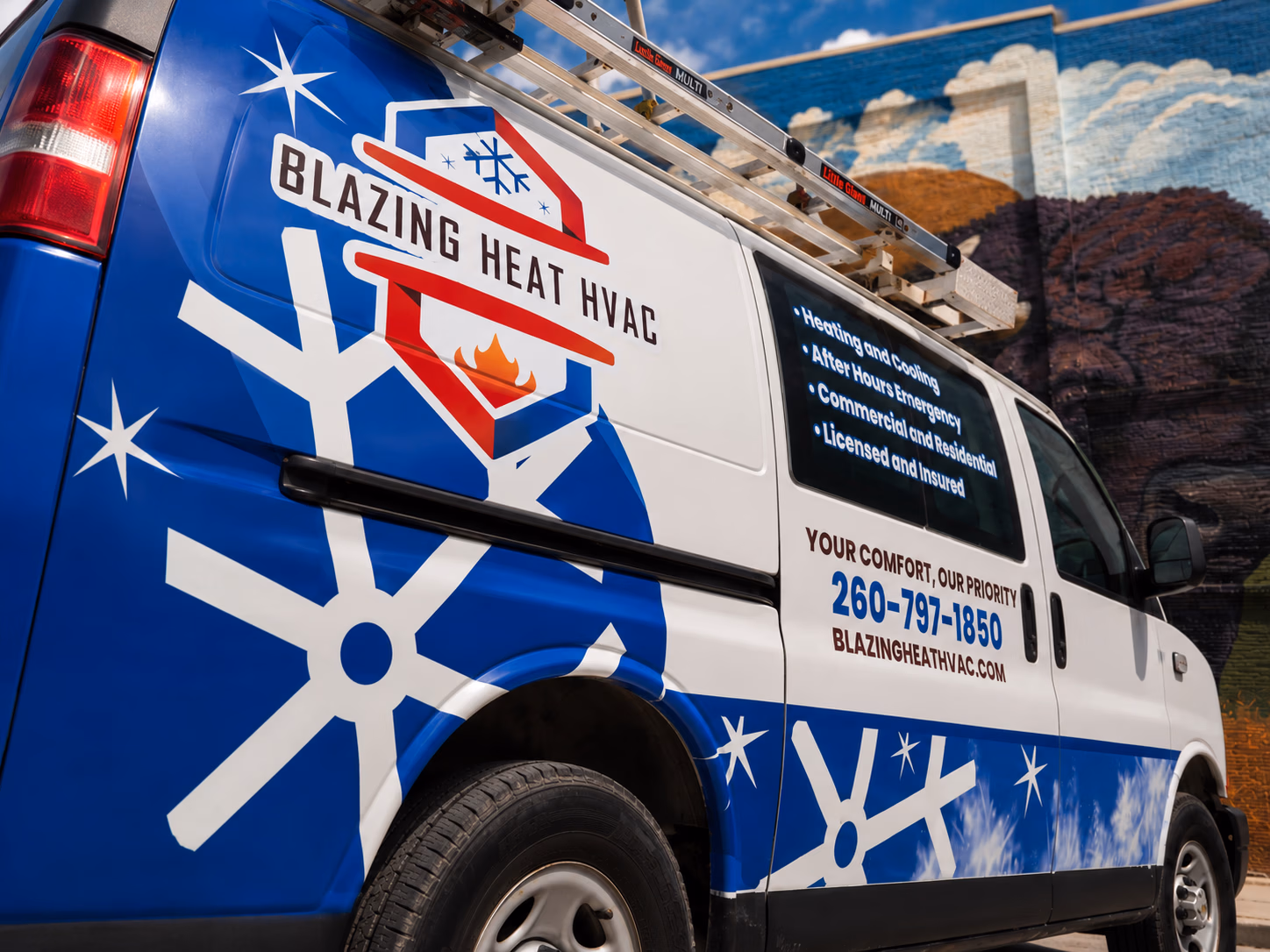 Blazing Heat HVAC vehicle wrap in Fort Wayne, IN
