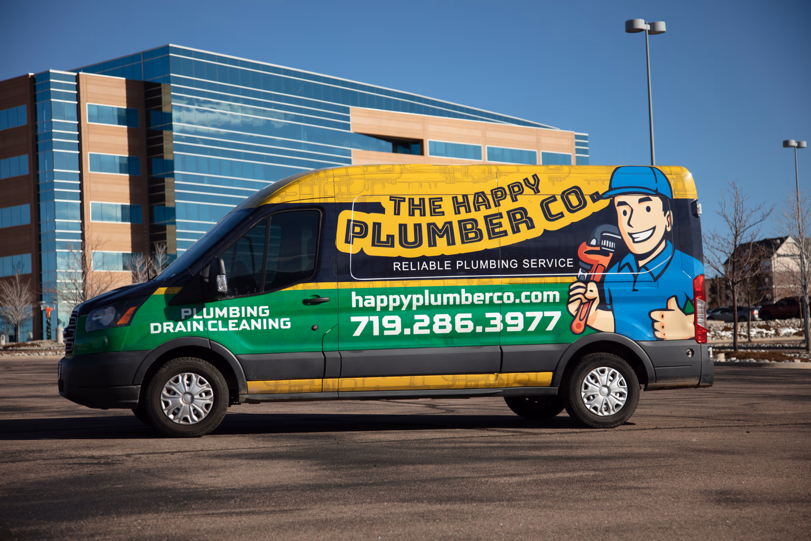 The Happy Plumber Co. vehicle wrap in Colorado Springs, CO