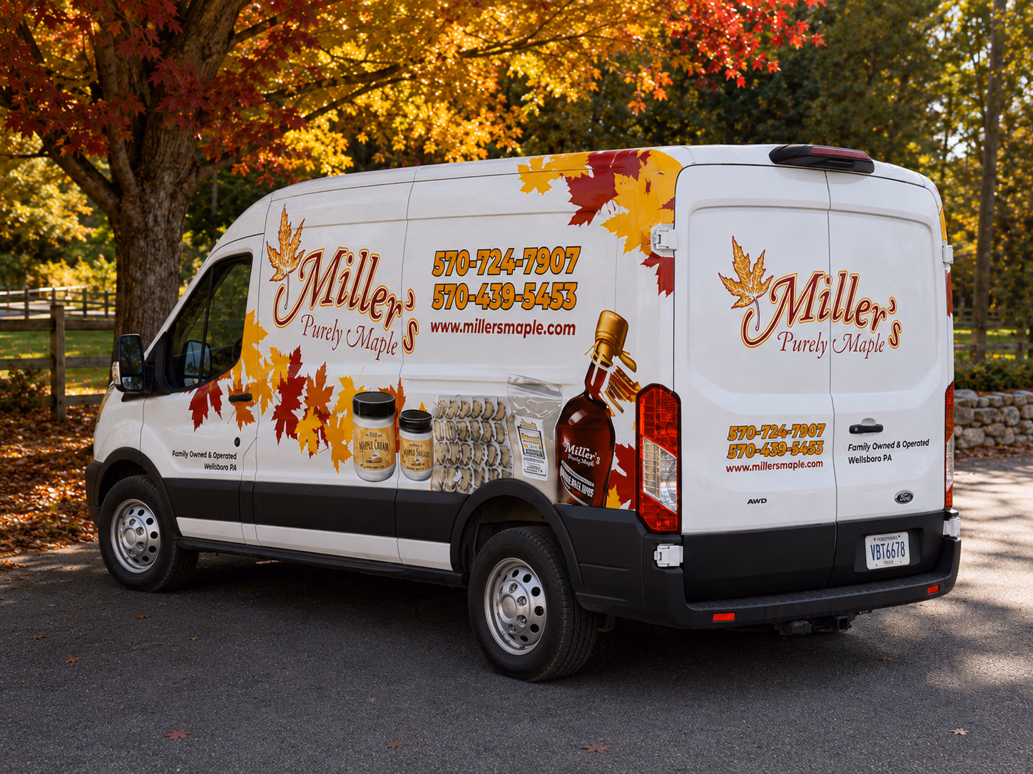 Miller's Purely Maple vehicle wrap in Wellsboro, PA