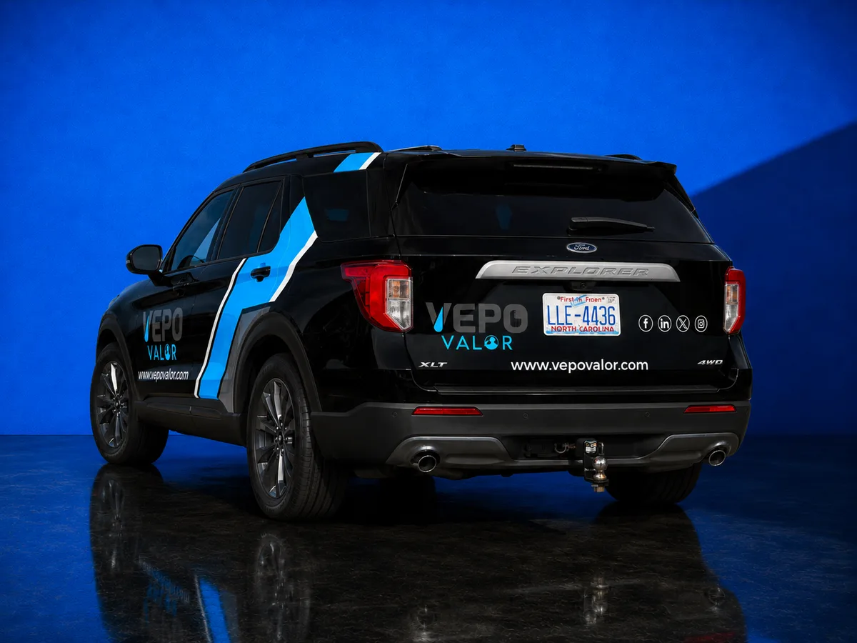 Spot graphics on a Ford Explorer SUV in Asheville, NC