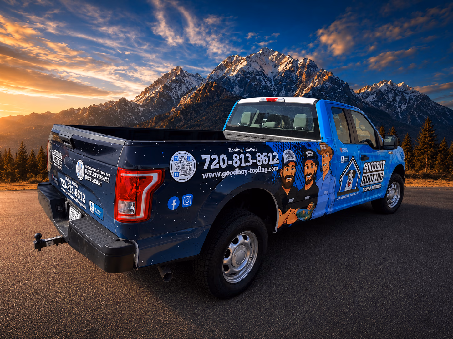 Goodboy Roofing vehicle wrap in Denver, CO