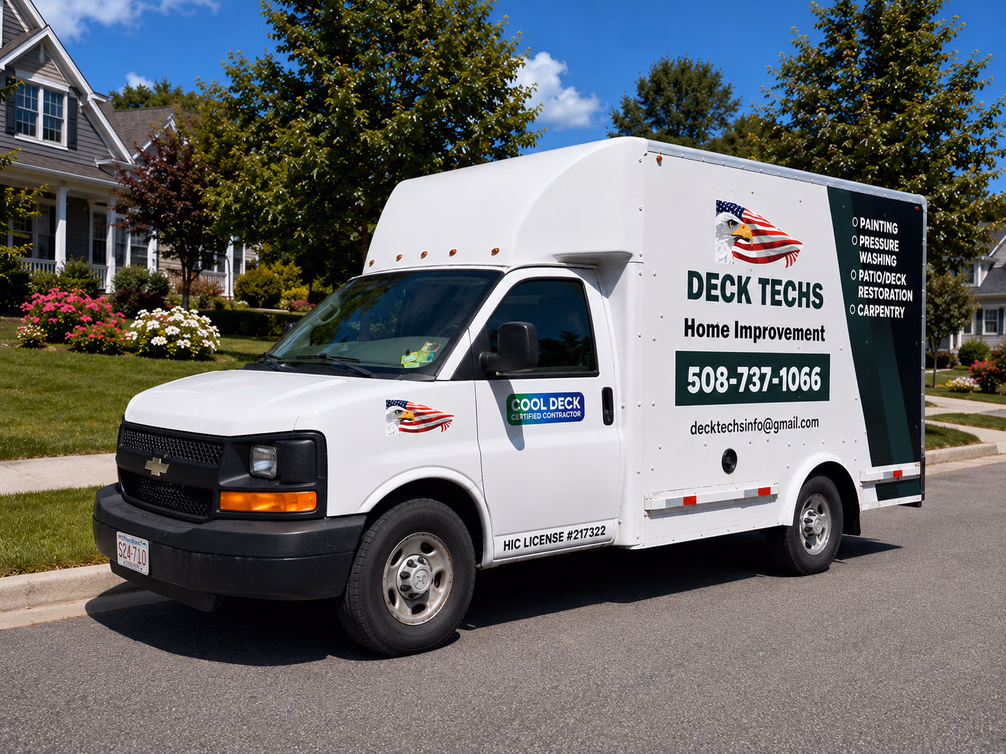 Deck Techs Home Improvement vehicle wrap in South Yarmouth, MA