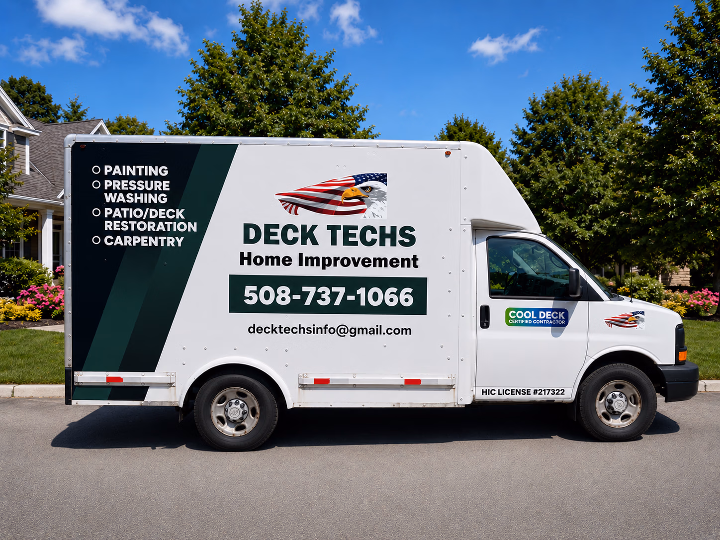 Deck Techs Home Improvement vehicle wrap in South Yarmouth, MA
