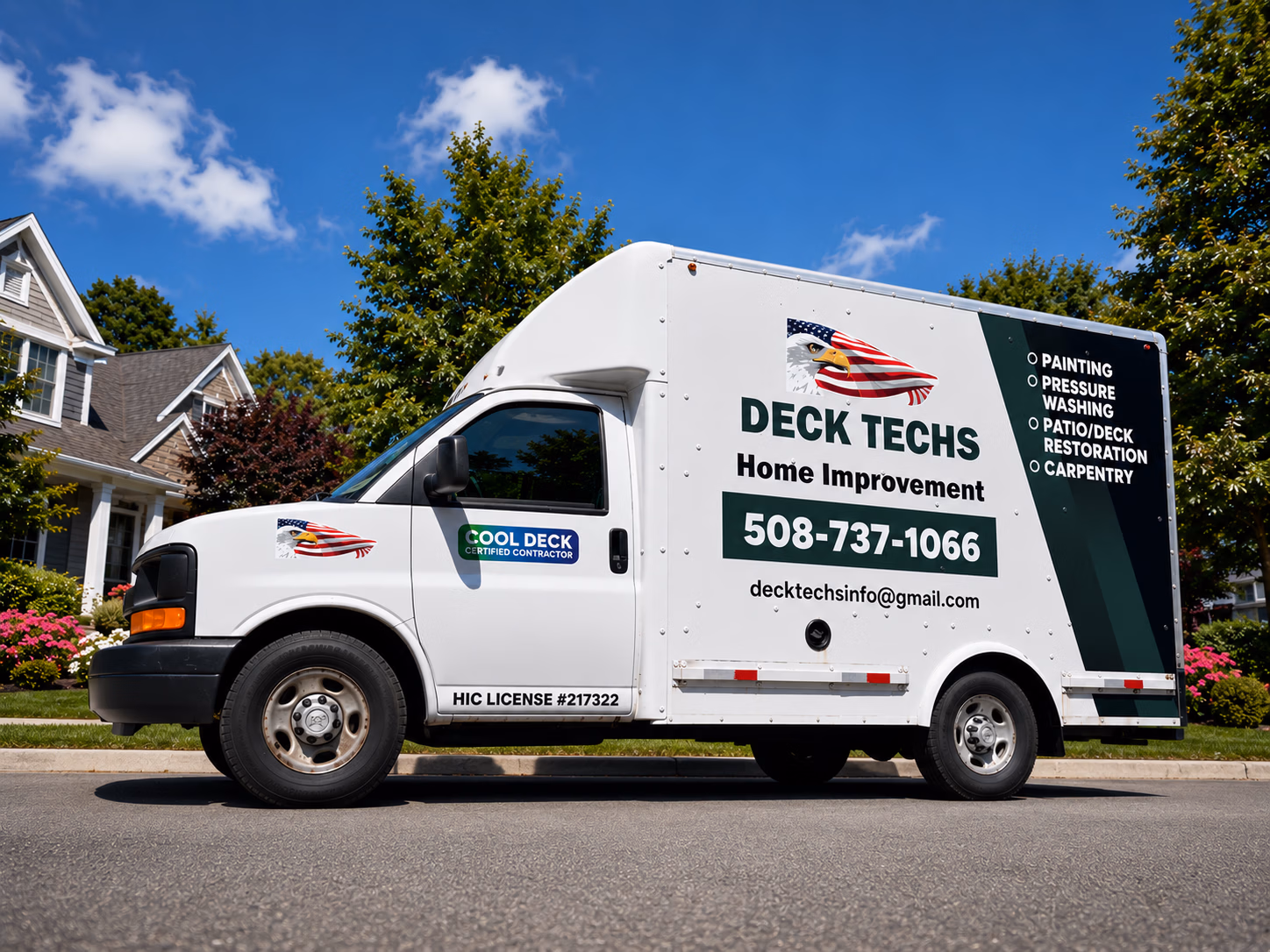 Deck Techs Home Improvement vehicle wrap in South Yarmouth, MA