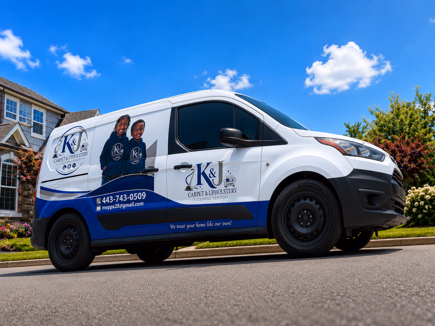 K&J Carpet & Upholstery Cleaning Services vehicle wrap in Parkville, MD