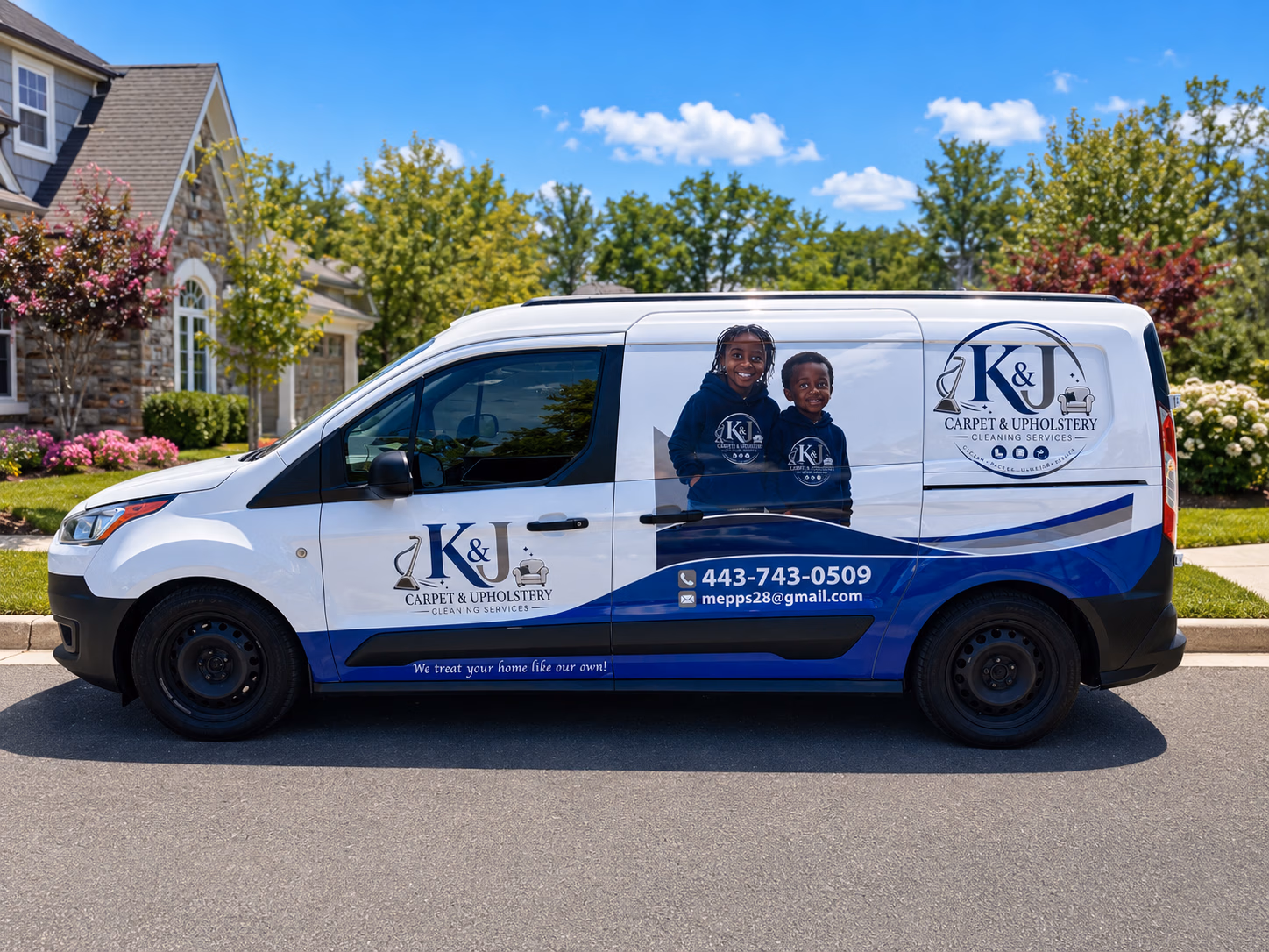 K&J Carpet & Upholstery Cleaning Services vehicle wrap in Parkville, MD