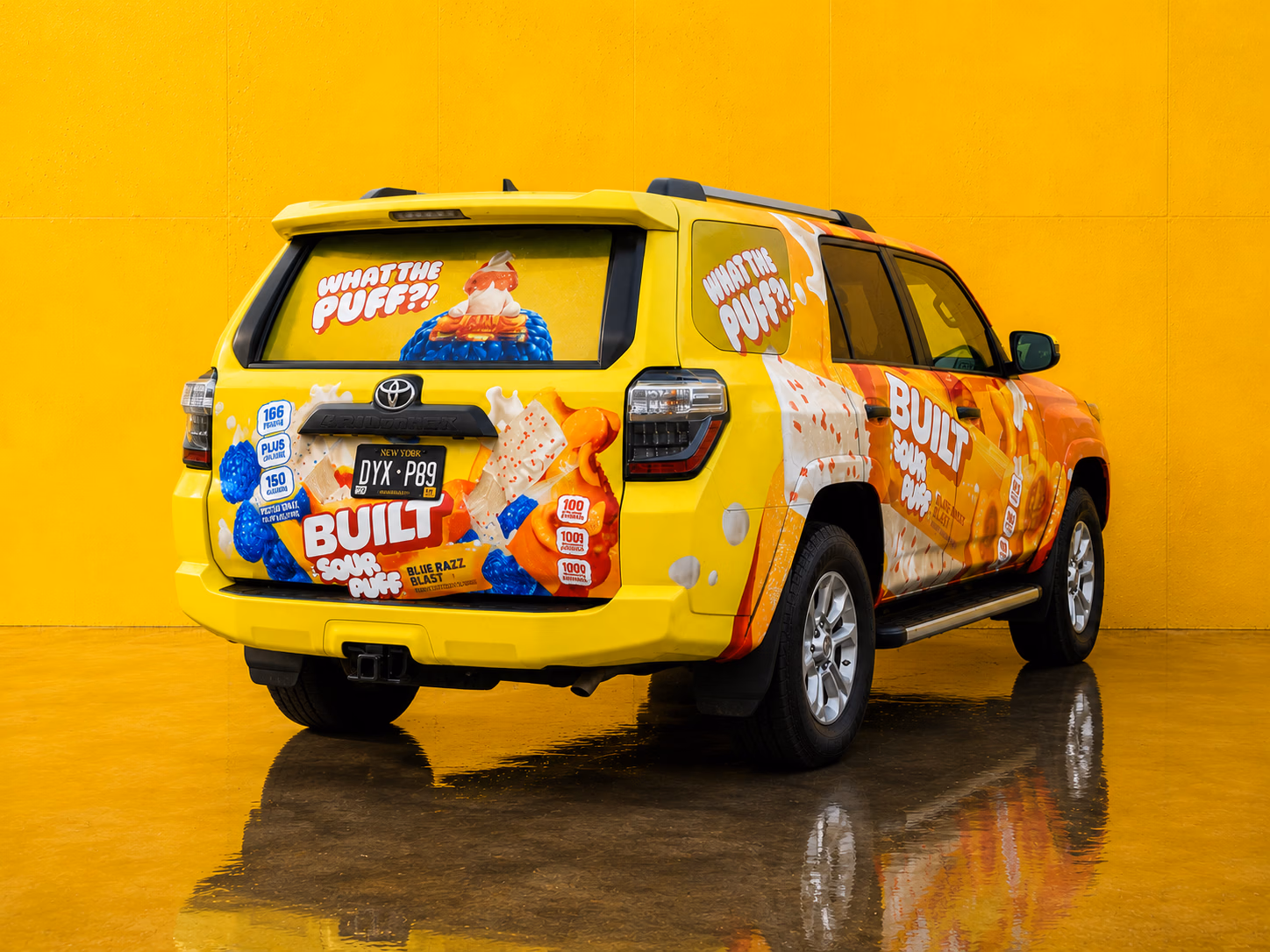 Built Sour Puff vehicle wrap in Brooklyn, NY