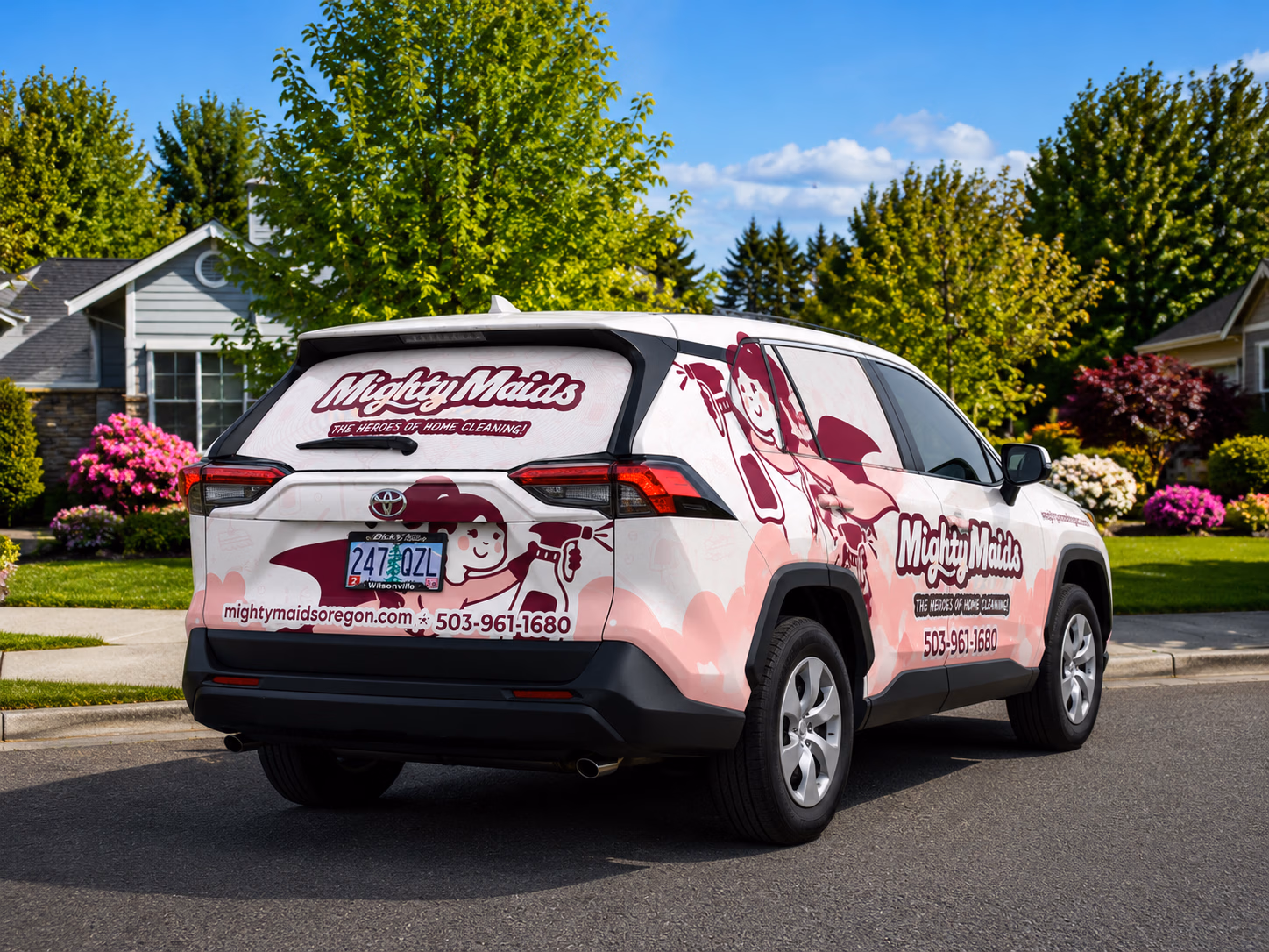 Mighty Maids vehicle wrap in Eugene, OR