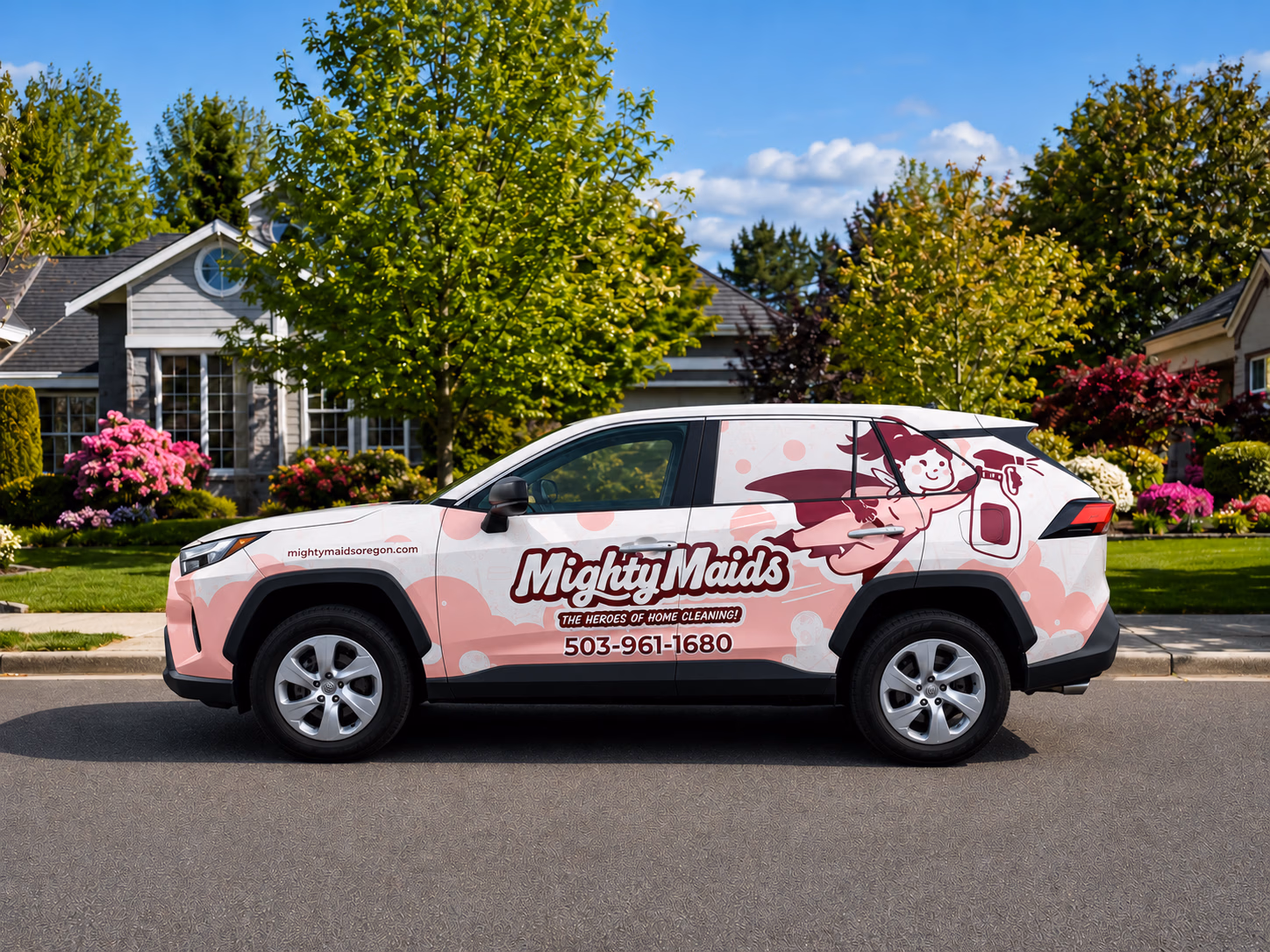 Mighty Maids vehicle wrap in Eugene, OR