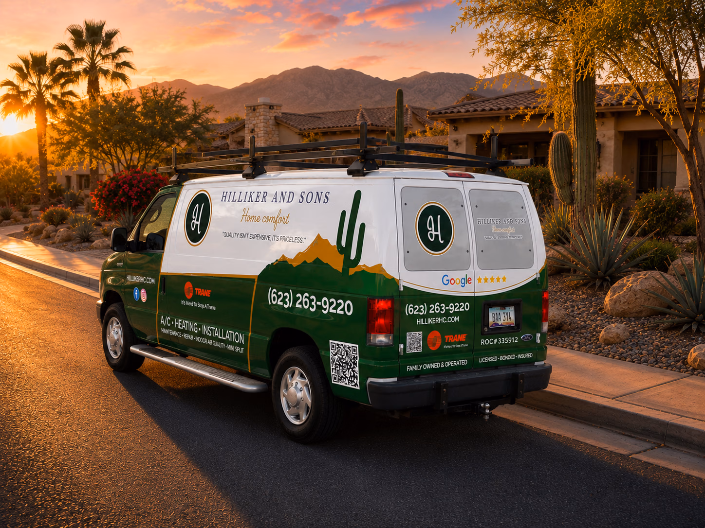 Hilliker and Sons Home Comfort vehicle wrap in Glendale, AZ