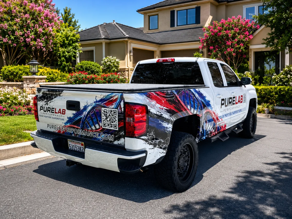 Partial wrap on a Chevrolet Silverado truck in Morgan Hill, CA