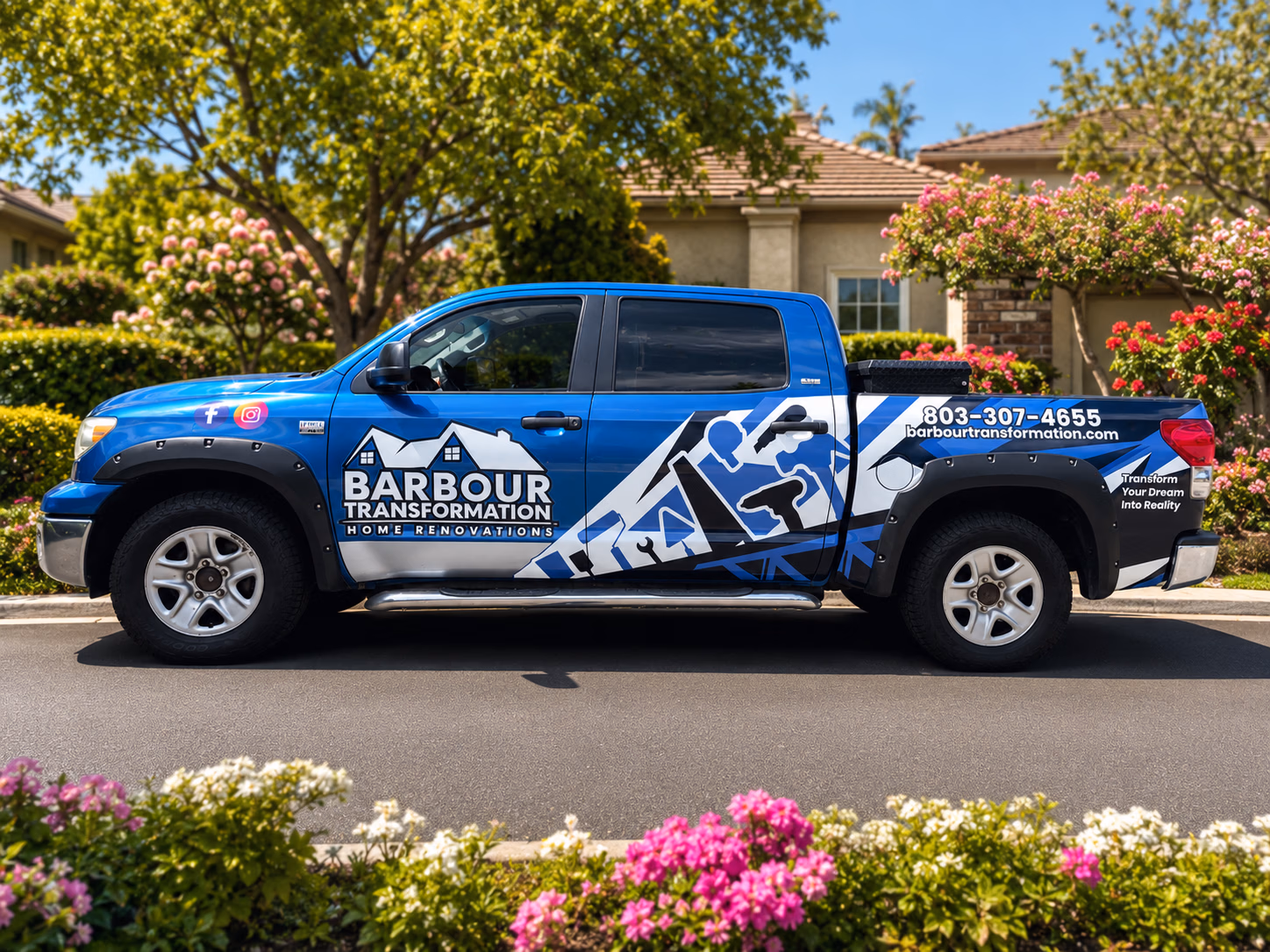 Barbour Transformation Home Renovations vehicle wrap in Lexington, SC