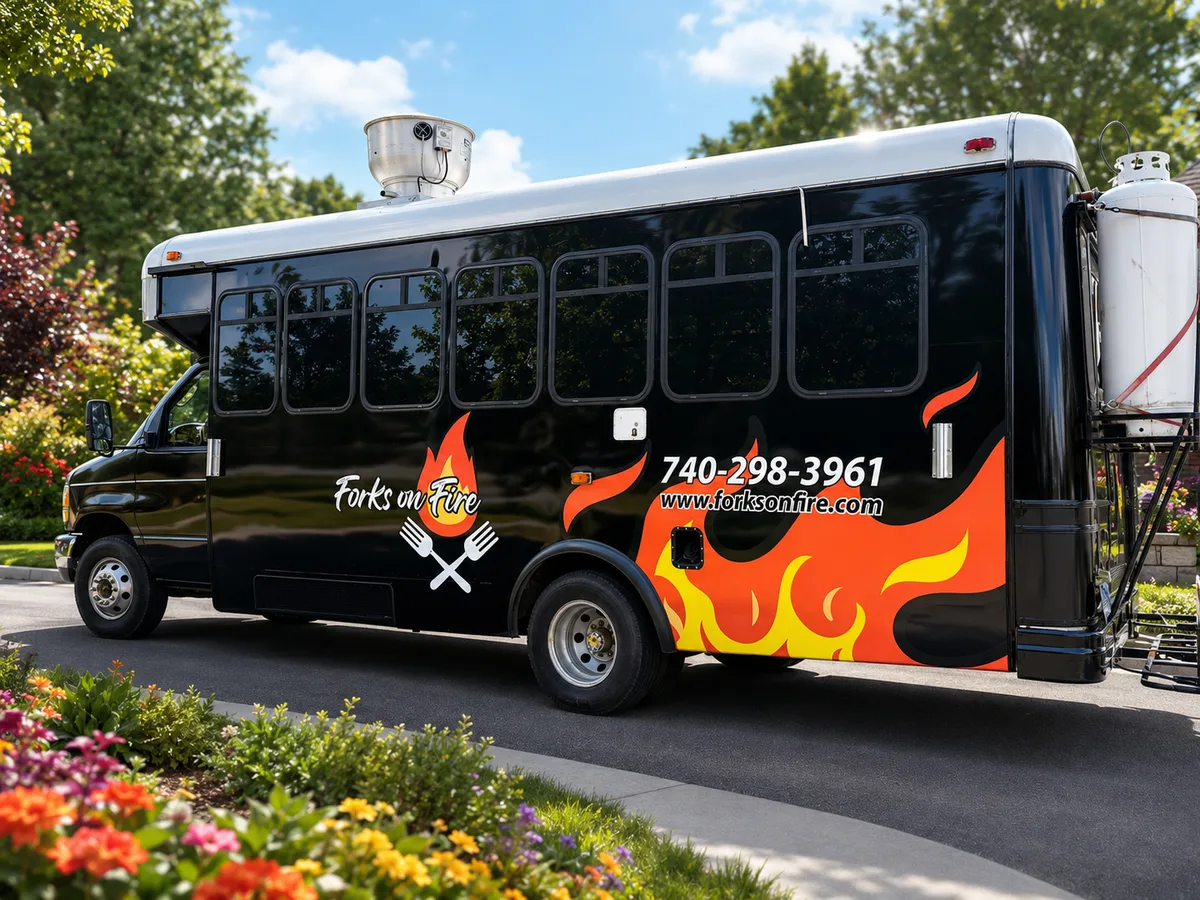 Spot graphics on a Chevrolet Express (Cutaway Bus) in Flushing, OH