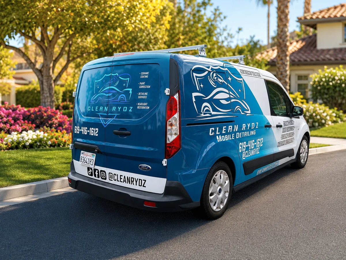 Partial wrap on a Ford Transit Connect van in San Diego, CA