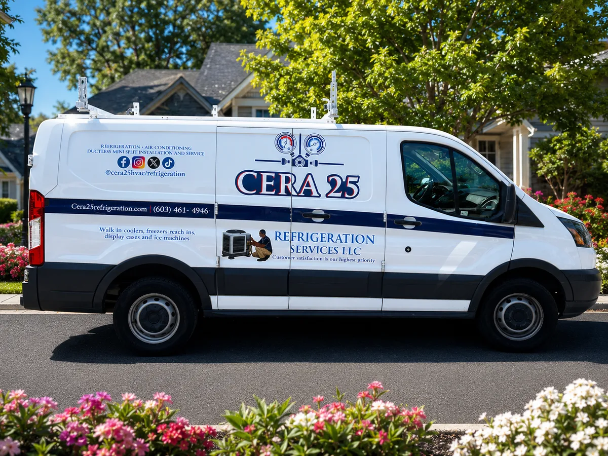 Spot graphics on a Ford Transit van in Manchester, NH