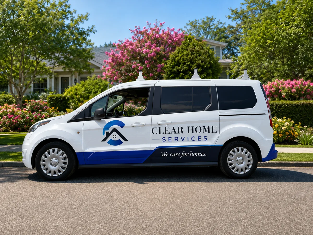 Spot graphics on a Ford Transit Connect van in Austin, TX