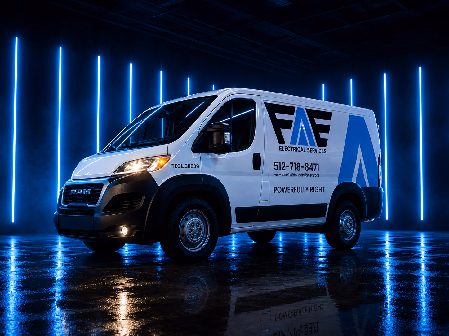 FAE Electrical Services vehicle wrap in Leander, TX