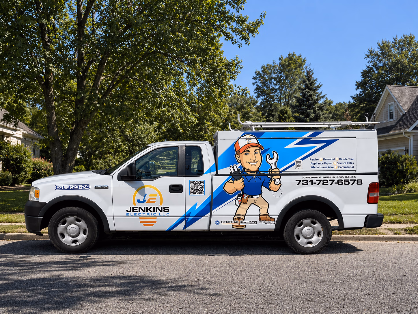 Jenkins Electric LLC vehicle wrap in Adamsville, TN