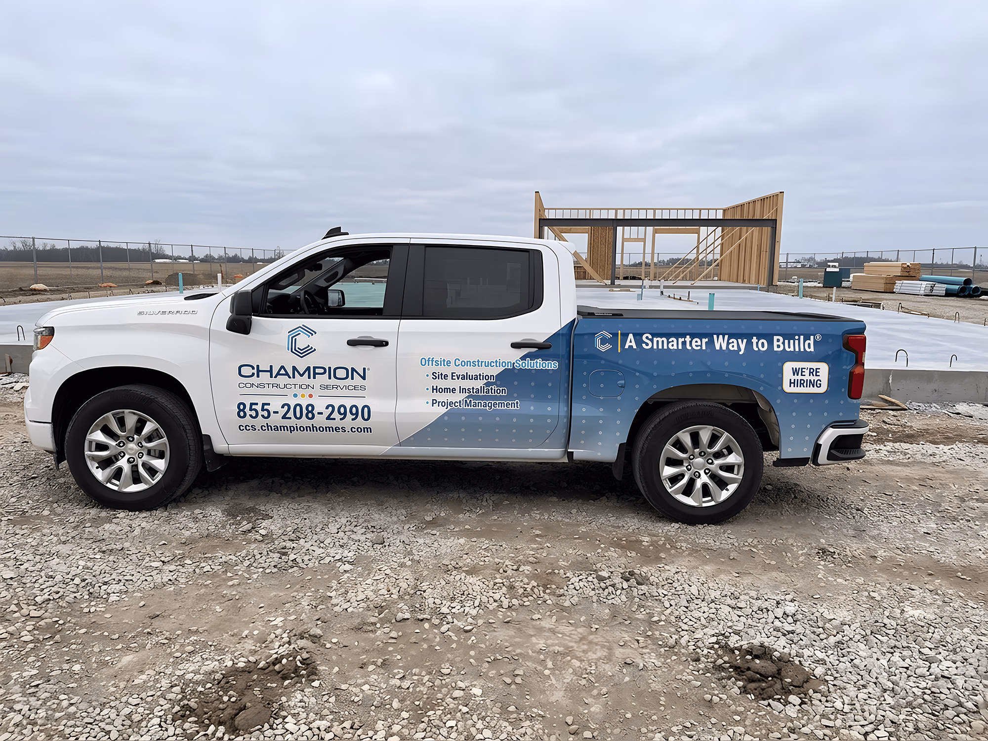 Champion Construction Services vehicle wrap in Des Moines, IA