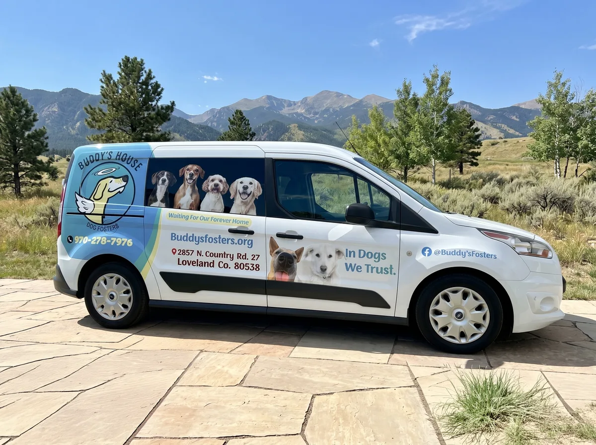 Partial wrap on a Ford Transit Connect van in Loveland, CO