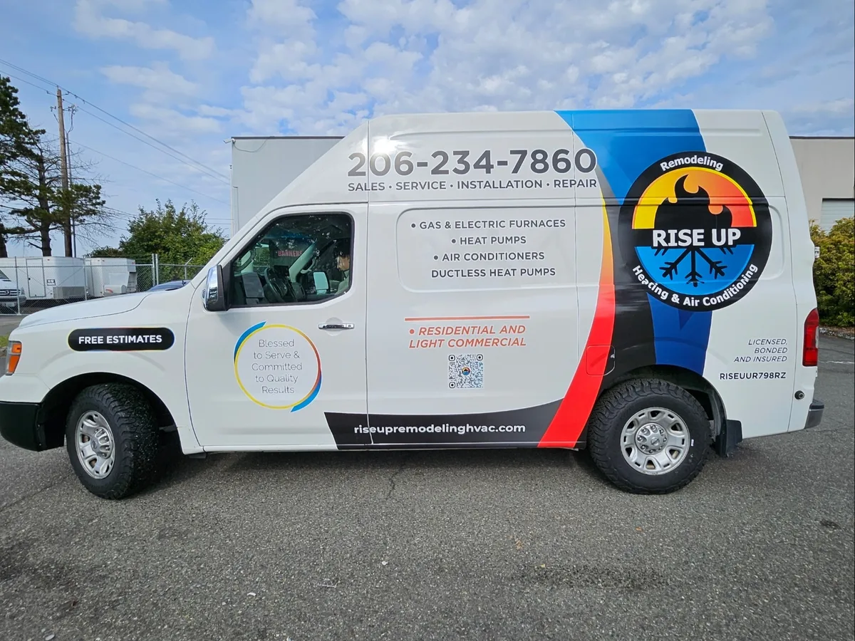 Partial wrap on a Nissan NV Cargo Van in Tacoma, WA