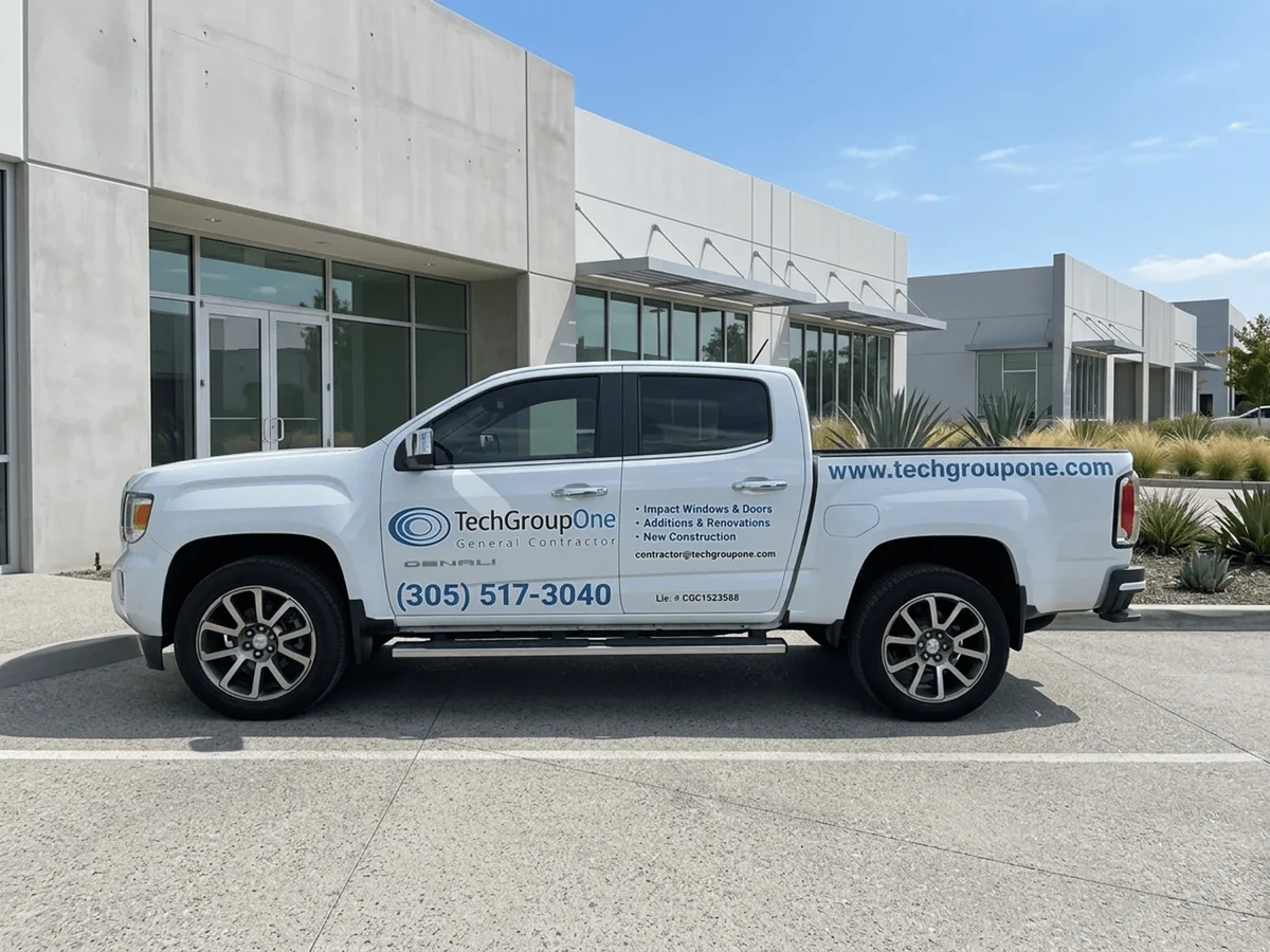 Spot graphics on a GMC Canyon truck in Miami, FL