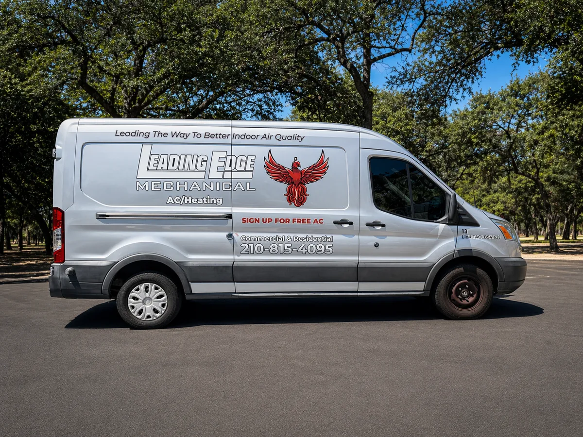 Spot graphics on a Ford Transit van in San Antonio, TX