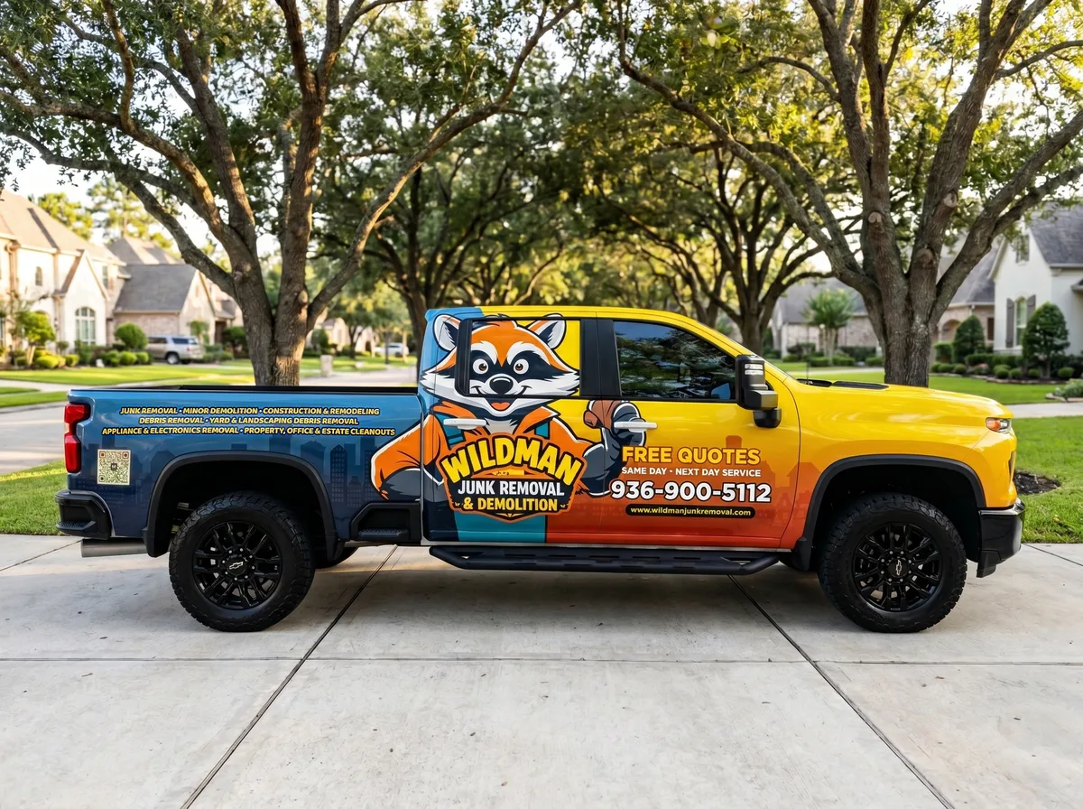 Full wrap on a Chevrolet Silverado 2500HD truck in Conroe, TX