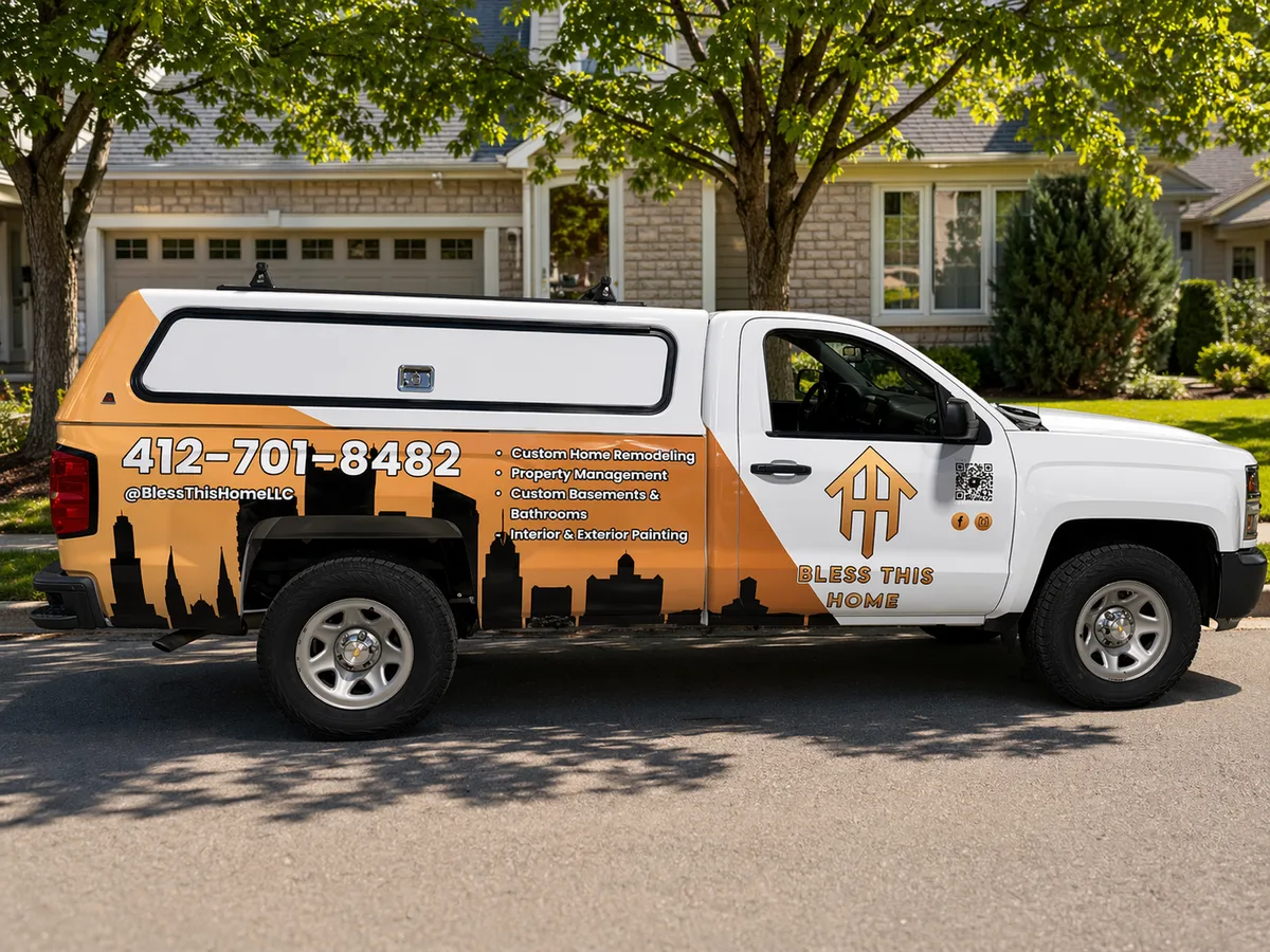 Partial wrap on a Chevrolet Silverado truck in Pittsburgh, PA