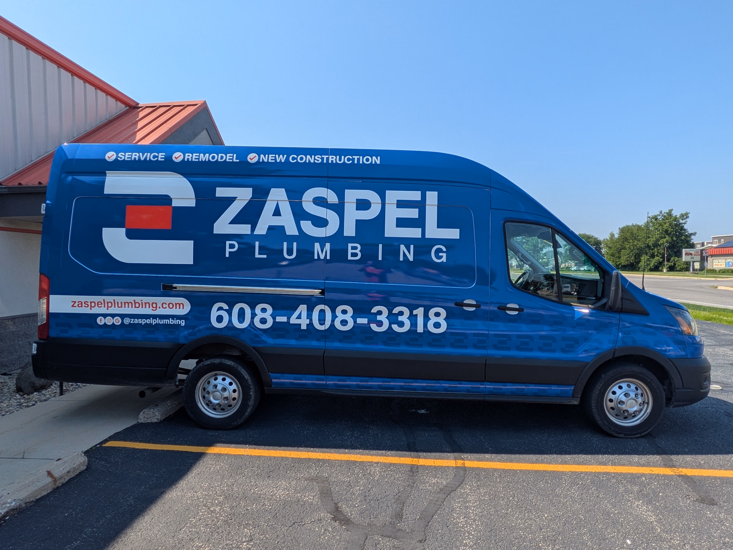 Zaspel Plumbing vehicle wrap in Pardeeville, WI