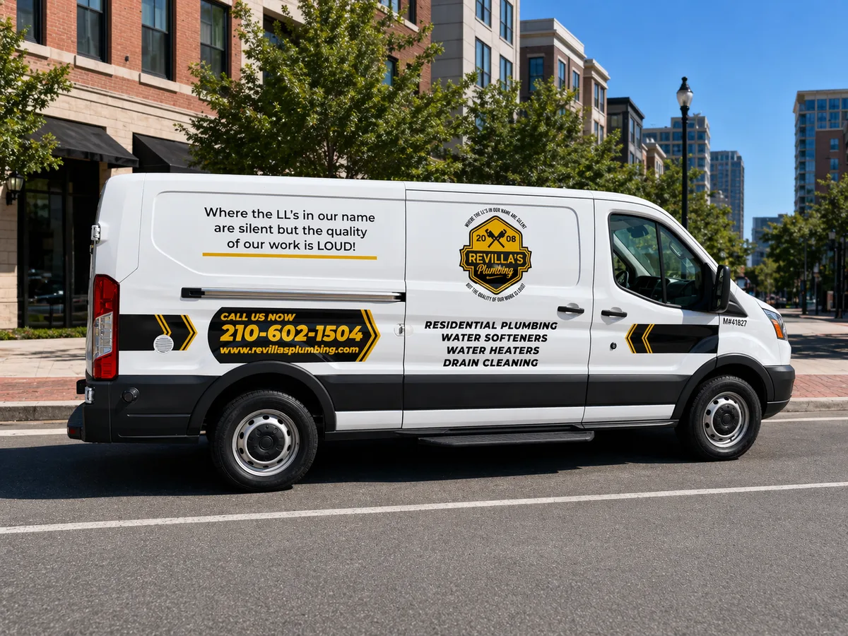 Spot graphics on a Ford Transit van in San Antonio, TX
