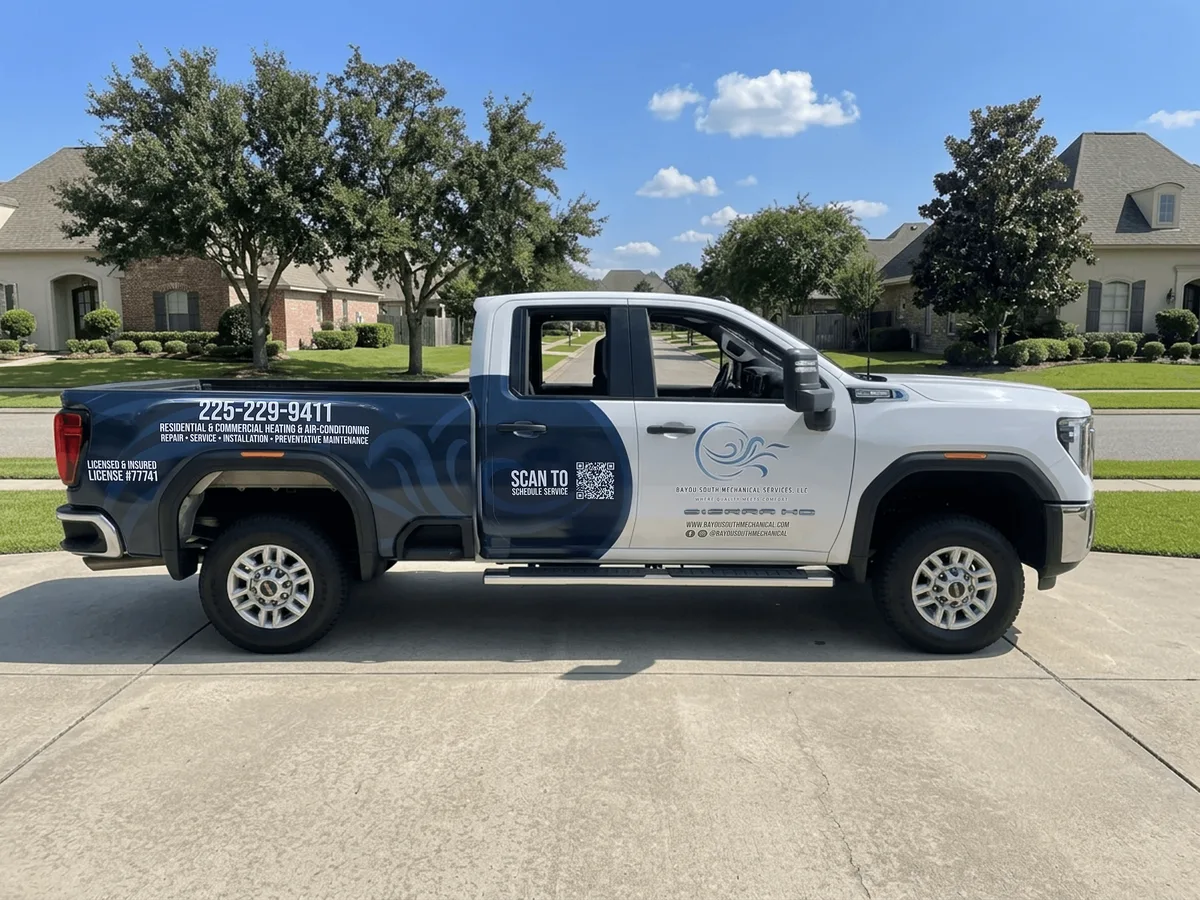 Partial wrap on a GMC Sierra HD truck in Baton Rouge, LA