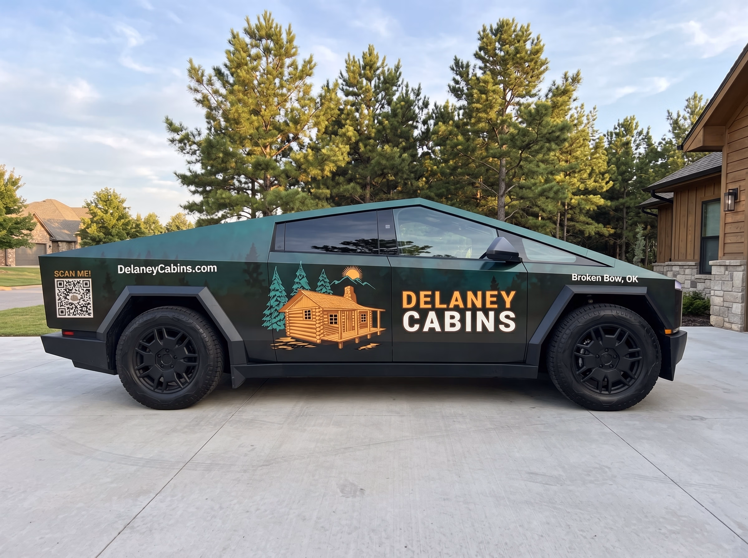 Delaney Cabins vehicle wrap in Irving, TX