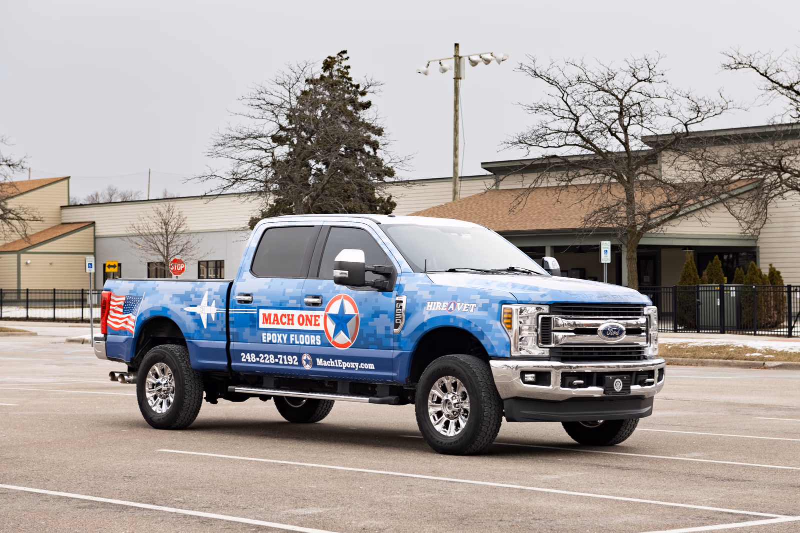Mach One Epoxy Floors vehicle wrap in Oakland County, MI