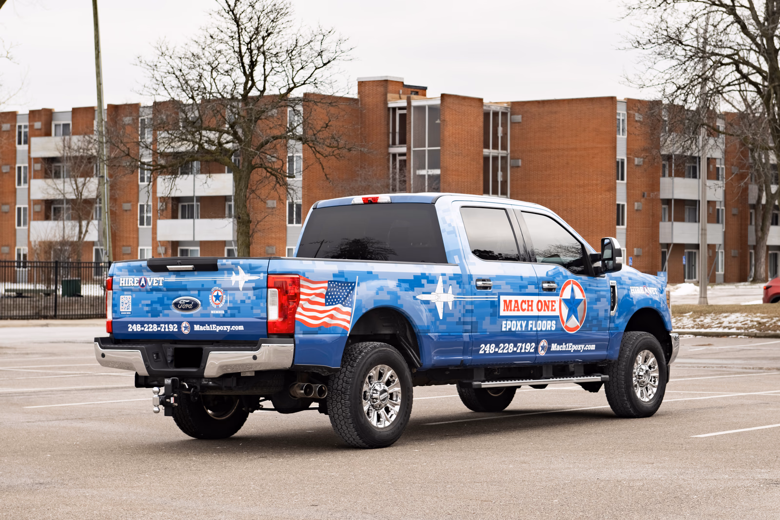Mach One Epoxy Floors vehicle wrap in Oakland County, MI