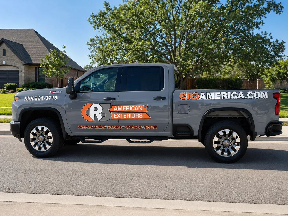 Spot graphics on a Chevrolet Silverado truck in Conroe, TX