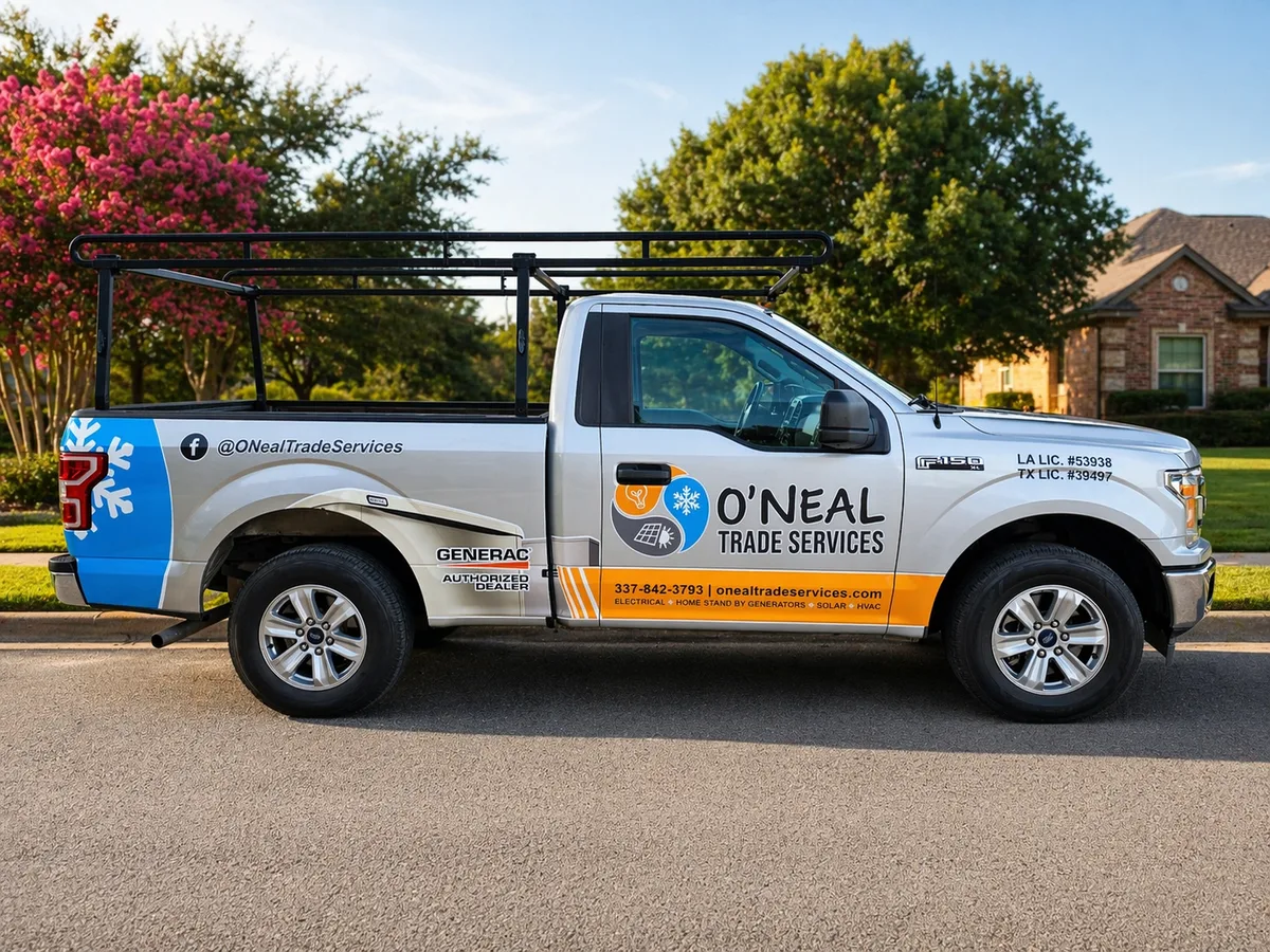 Spot graphics on a Ford F-150 XL truck in Lake Charles, LA